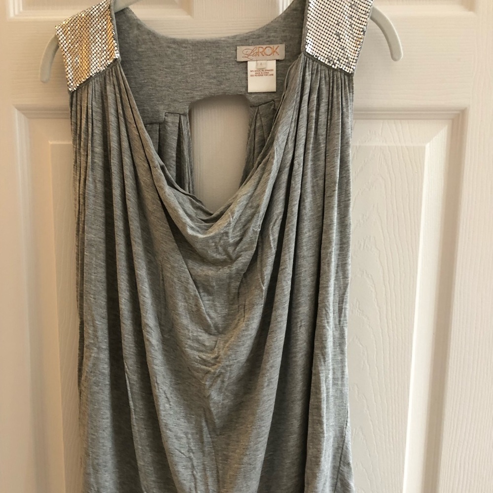 Night out top! Cotton with silver beading on shoulders